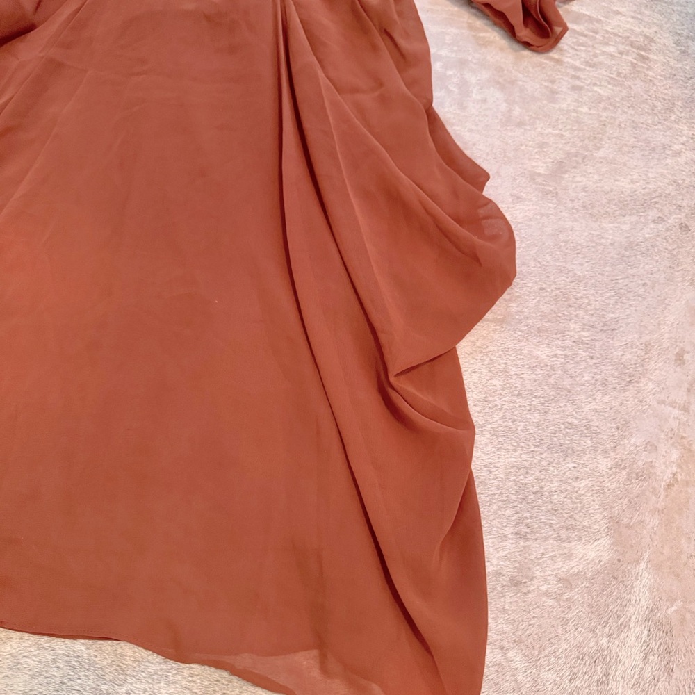 CITY CHIC Draped Faux Wrap Mini Dress w Belt - Rust Orange - Picture 9 of 16